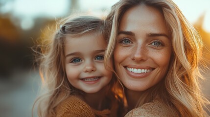 Wall Mural - young mother giving piggy back ride to her little daughter