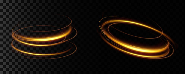 Aufkleber - Shiny vortex rings shimmer on a transparent background. Sparkling circles with light effect. Light circle swirl neon lighting effect, spiral light lines.trator Artwork	