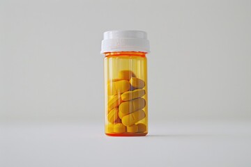 Capsule Pill Bottle. Yellow Prescription Bottle for Medicine and Medication