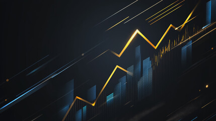 Abstract black background with Colorful charts and graphs with statistics to innovative analyze business potential and forecast future development of companies growth.