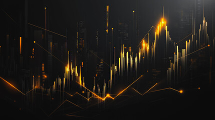 Abstract black background with Colorful charts and graphs with statistics to innovative analyze business potential and forecast future development of companies growth.