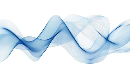 Poster - Abstract blue waves flowing gracefully against a white background, showcasing movement and fluidity in design