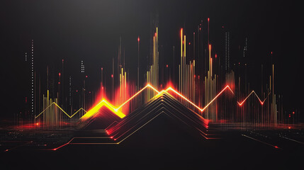 Abstract black background with Colorful charts and graphs with statistics to innovative analyze business potential and forecast future development of companies growth.