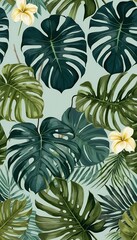 monstera botanical tropical covers banana fabric notebook seamless hand palm illustration paper colocasia wallpaper design jungle rainforest leaves drawing pattern pattern wallpaper floral abstract