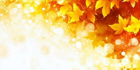 Poster - Autumn leaves with a sparkling background.