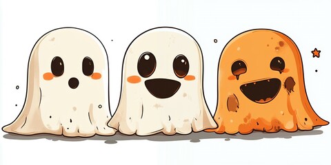 Canvas Print - Three cartoon ghosts with different expressions.