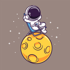 Wall Mural - Cute Astronaut Sitting And Relaxation On Moon Cartoon
Vector Icon Illustration. Science Technology Icon Concept
Isolated Premium Vector. Flat Cartoon Style