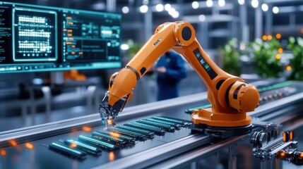 Poster - Robotic Arm in Modern Industrial Assembly Line