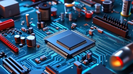 Poster - Close-up View of Modern Electronic Circuit Board