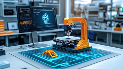 Poster - Advanced 3D Printing Setup in Modern Workshop