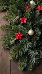 decoration christmas branches fir  christmas decoration background christmas red star holiday tree green new pine year berry cranberry holly wooden ornament decorative decor winter tree branch