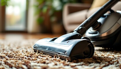 Detailed view of a vacuum cleaner attachment on a carpet emphasizing the significance of maintaining a clean living space.