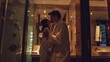 © liliyabatyrova - A man and woman are kissing in a bathroom. Scene is romantic and intimate