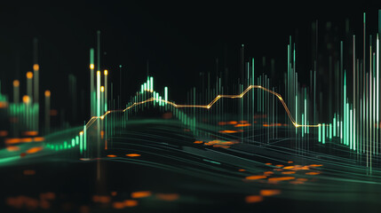 Abstract black background with Colorful charts and graphs with statistics to innovative analyze business potential and forecast future development of companies growth.