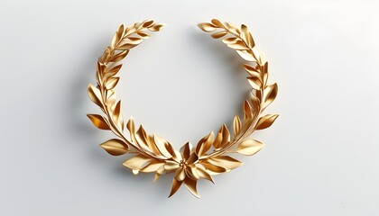 Elegant golden laurel wreath illustration symbolizing victory and achievement against a clean white backdrop