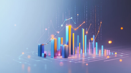 Abstract  background with Colorful charts and graphs with statistics to innovative analyze business potential and forecast future development of companies growth.