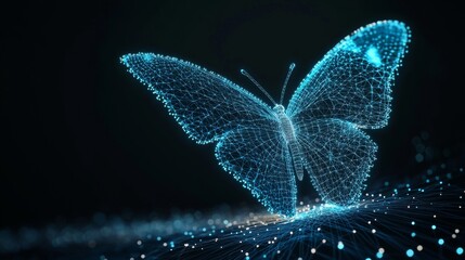 Wall Mural - digital butterfly: a wireframe masterpiece