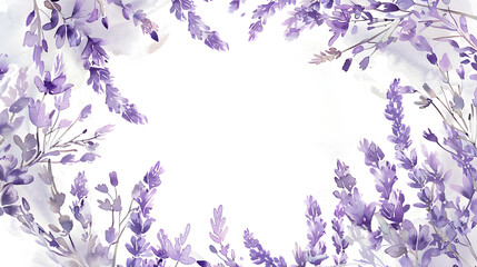 Wall Mural - Lavender Wreath Frame Background watercolor