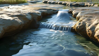 Wall Mural - Crystal-clear artesian waters cascading from the aquifer, creating a serene natural spectacle