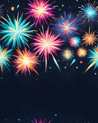 Sticker - elegant new years eve colorful fireworks in night sky