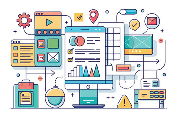 Poster - a vibrant collection of wireframing elements showcases customizable designs for user interface devel