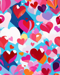 Poster - hearts and flowers for valentines day romantic background love