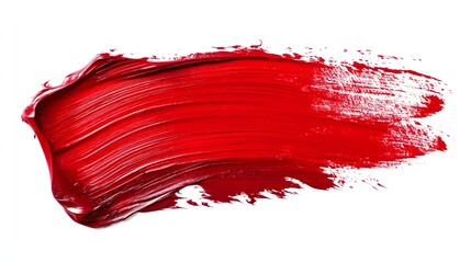 Poster - Red Acrylic Paint Brush Strokes Isolated on White Backgroun
