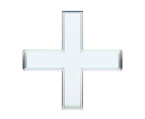 Wall Mural - Glass cross icon with smooth transparent edges