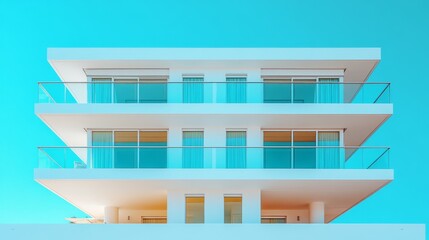 Poster - modern hotel building with a white facade luxury accommodation with space for text