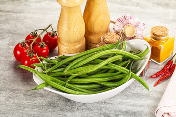 Canvas Print - Raw green bean string uncooked