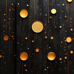 Poster - Modern New Year card a classic black background and sparse golden geometric accents creating a sleek and stylish festive look