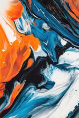 Canvas Print - Close-up of painting with orange and blue