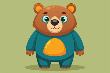 Poster - A friendly bear stands joyfully in a clearing, surrounded by trees under a warm sun, a cartoon character Cartoon bear