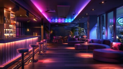 Wall Mural - Club Lounge Interior with Stylish Music Theme: Nightclub Industry Vibe