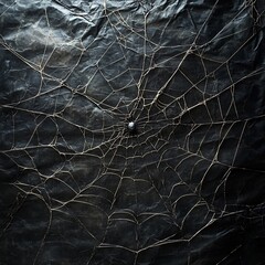 Fototapete - Realistic spider webs a black banner adding a touch of spookiness to the Halloween scene