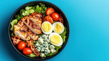 Wall Mural - Grilled Chicken Salad with Fresh Vegetables and Eggs