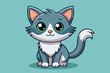 © Iftikhar alam - A cartoon cat with big eyes sits cutely on a teal background, looking playful and ready for fun, a cartoon character cute cat