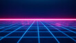 © Maksym - A retro 80s-inspired neon grid with glowing pink and blue lights, perfect for a nostalgic, vaporwave vibe.