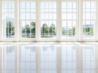 Poster - Empty large room with white walls and ceiling