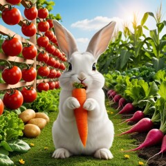 Wall Mural - rabbit and vegetables