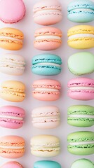 Poster - Brightly colored macaroons arranged in a neat row.