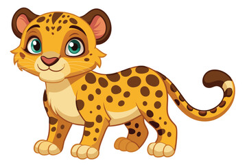 Sticker - A charming leopard character joyfully roams its colorful jungle environment, a cartoon character Cute leopard