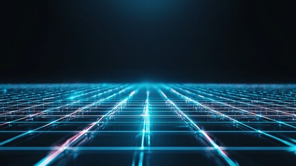 Poster - Neon grid horizon in a retro futuristic setting.