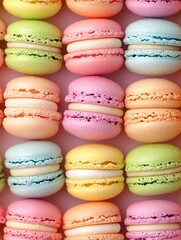 Poster - Brightly colored macaroons arranged in a neat row.