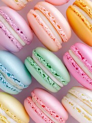 Poster - Brightly colored macaroons arranged in a neat row.