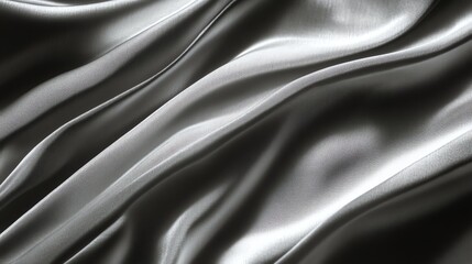 Wall Mural - a closeup of smooth, silver fabric.