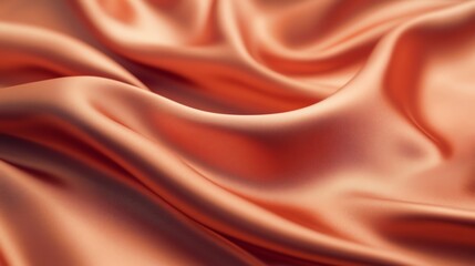 Wall Mural - closeup of smooth, peach-colored satin fabric.