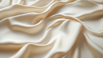 Wall Mural - soft cream-colored satin fabric with elegant folds.