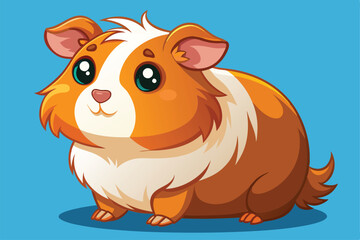 Wall Mural - A cartoon guinea pig with bright fur enjoys its time playfully sitting and looking around, a cartoon character guinea pig