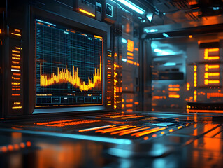 Poster - Futuristic control room with glowing screens and data visualizations.